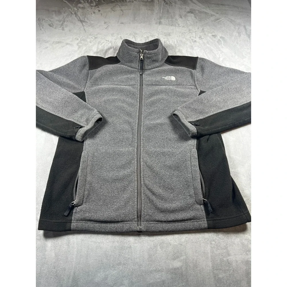 The North Face Jacket Mens Medium Gray Black‎ Fleece Full Zip Outdoor Hiking